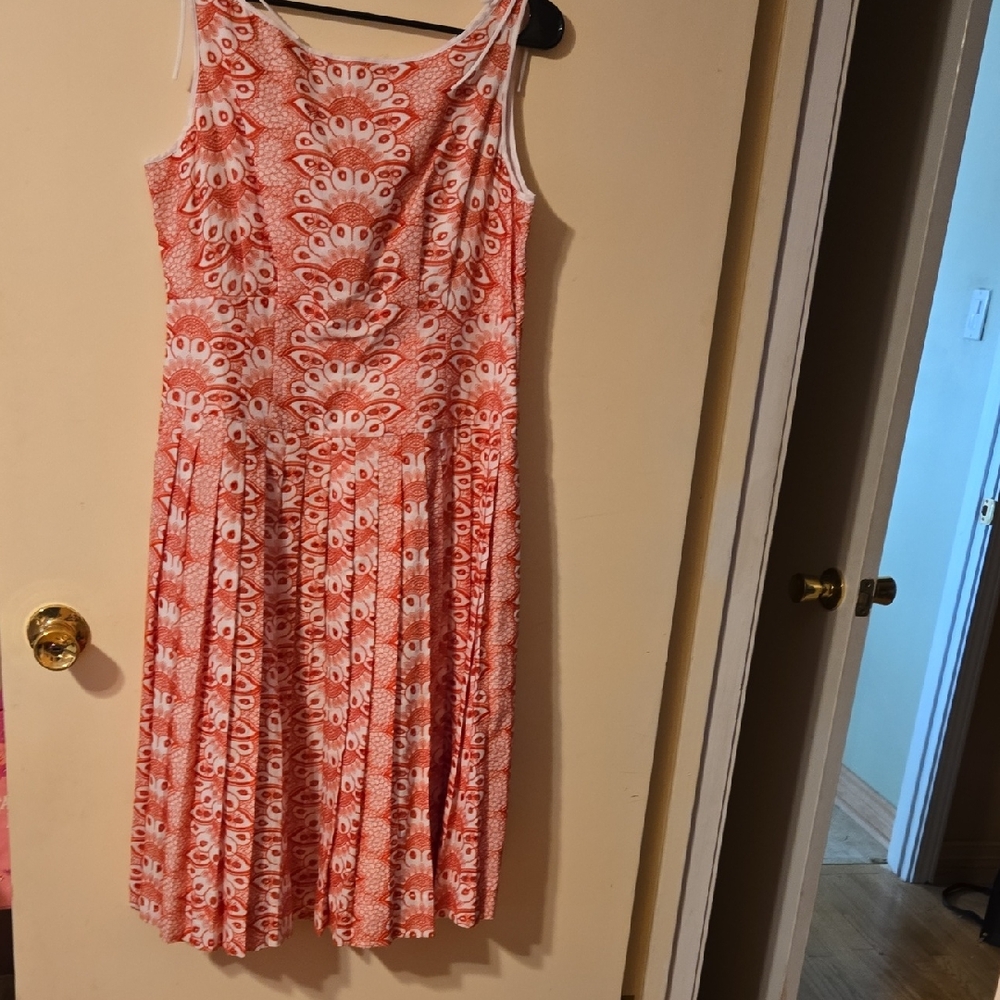 Brooks Brothers Red and White Floral Midi Dress